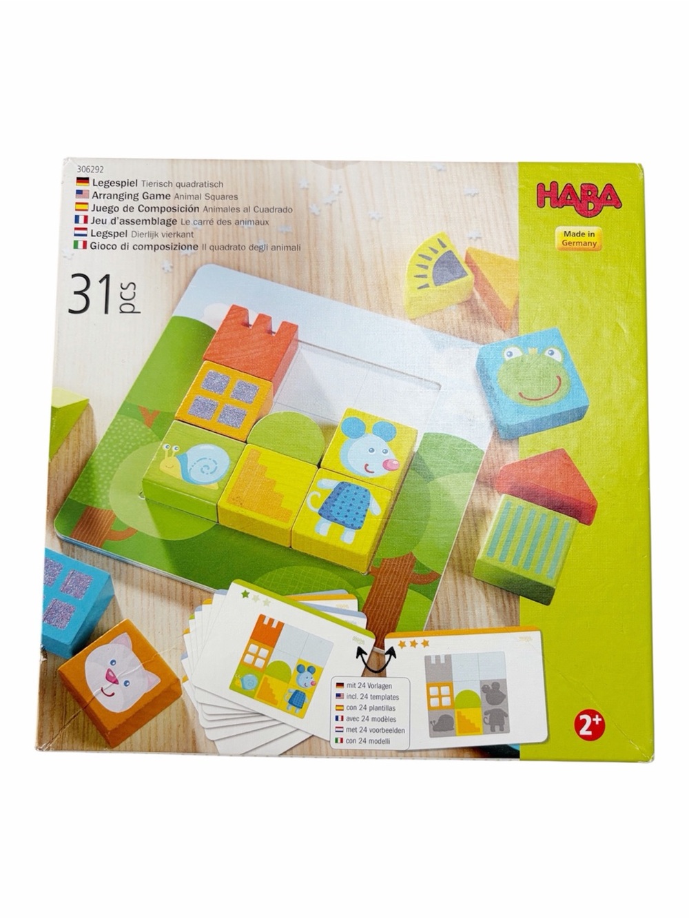 HABA | Animal Squares Arranging Game Puzzle Wood Block Toddler